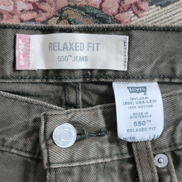 Vintage Levis 550 Jeans Mens 32x32* Army Green Loose Relaxed Fit Tapered - Picture 12 of 13